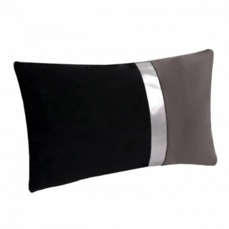 Perna decorativa catifelata bicolora Pufo Double Colour cu fermoar, negru/gri, 30 x 50 cm