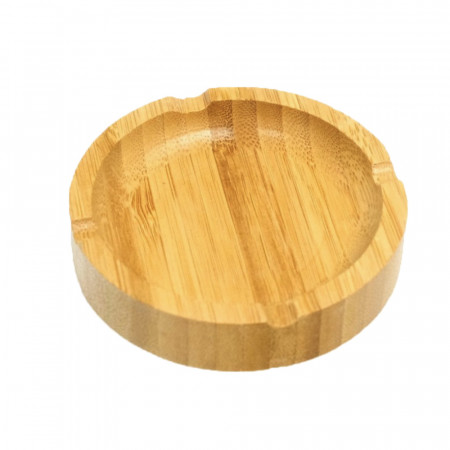Scrumiera Pufo Nature din lemn de bambus, 10 cm, rotunda