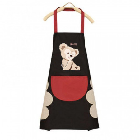 Sort de bucatarie Pufo Little Bear, sort pentru gatit, marime universala, negru/ rosu