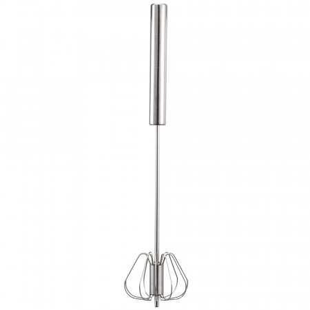 Tel practic semi automat Pufo din otel inoxidabil, tip mixer cu actionare manuala, pentru spumare si amestecare, 31 cm