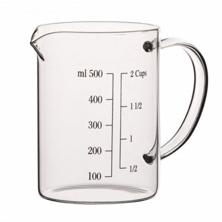 Cana gradata de masurare din sticla borosilicata, 500 ml, transparent