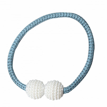 Cordon de strangere Pufo Beads pentru draperie sau perdea cu magnet, albastru