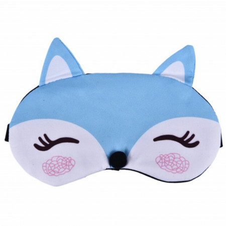 Masca pentru dormit sau calatorie, cu gel detasabil, Pufo Foxxy, 20 cm, albastru