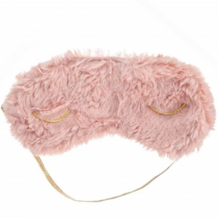 Masca pentru dormit sau calatorie, model Pufo Pinky, 19 cm