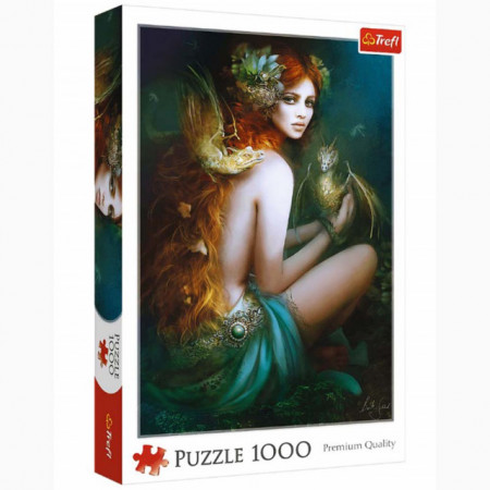 Puzzle modern Femeia si Dragonii 1000 piese, model Premium
