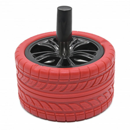 Scrumiera metalica Pufo Angry Wheel, antivant cu buton, 12 cm, rosu