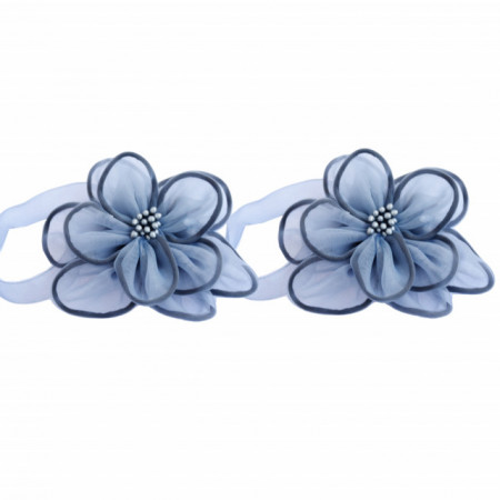 Set cordon de strangere Pufo Elegant Flower pentru draperie sau perdea cu magnet, 2 buc, gri