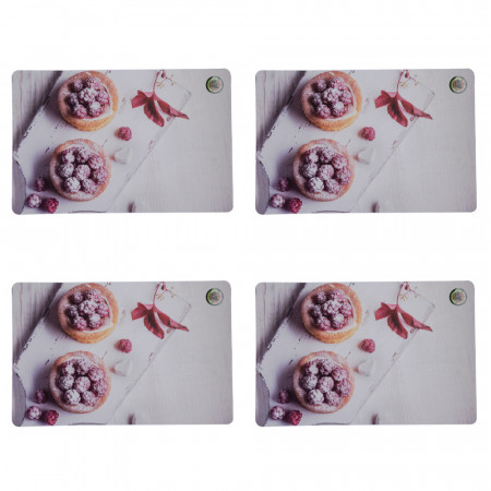 Set suport farfurie pentru servirea mesei, model Pufo Sweet Raspberry, 4 bucati, 44 x 29 cm