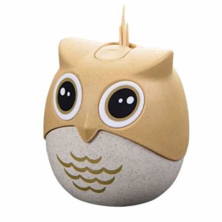 Suport amuzant pentru scobitori, Pufo Happy Owly, 8 cm