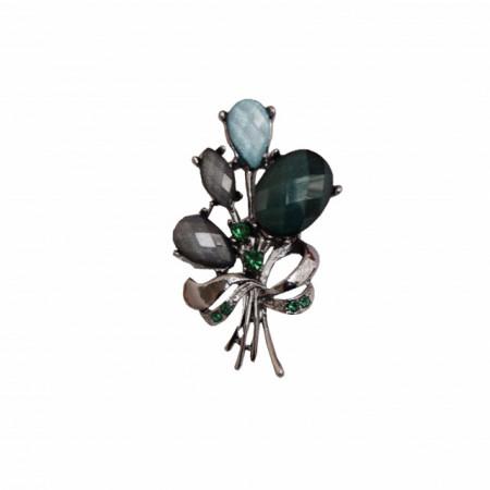 Brosa dama eleganta, model cu pietre colorate, Colorful bouquet, verde