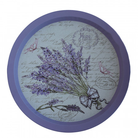 Farfurie metalica rotunda Pufo Sweet home of lavender pentru servire desert, prajituri, aperitive, 33 cm