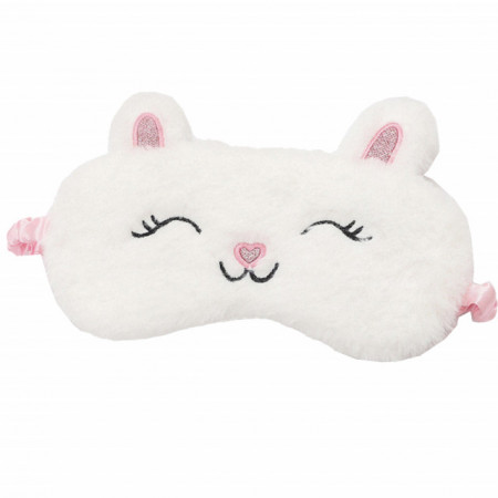Masca pentru dormit sau calatorie, cu gel detasabil, Pufo Bunny, 20 cm, alb