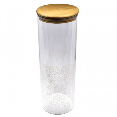 Recipient din sticla borosilicata Pufo Taste pentru zahar, cafea, ceai sau condimente, cu capac ermetic din bambus, 1.9 L