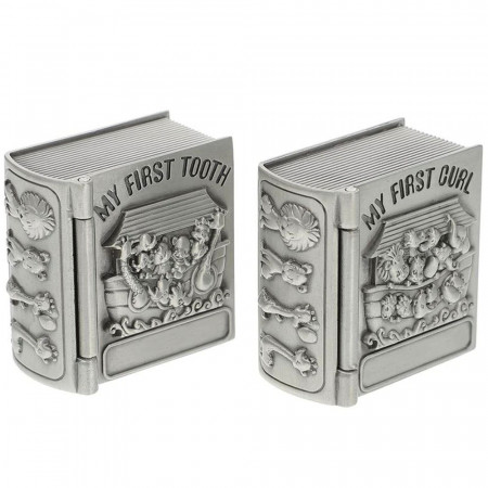 Set 2 cutiute antimoniu Pufo Little Child pentru prima suvita si primul dintisor, 4 cm