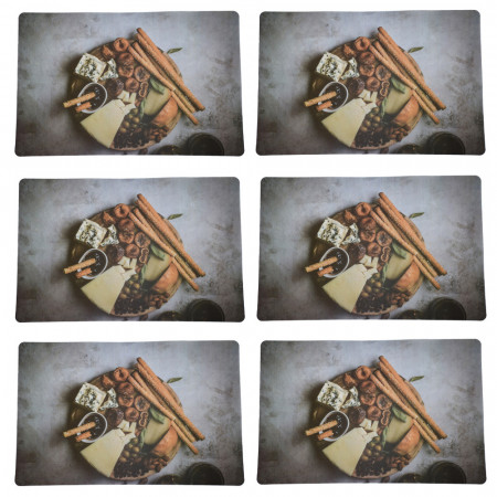 Set suport farfurie pentru servirea mesei, model Pufo Goodness with cheese, 6 bucati
