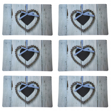 Set suport farfurie pentru servirea mesei, model Pufo Love, 6 bucati