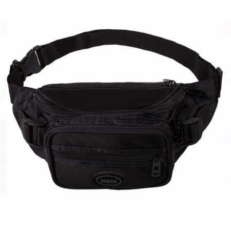Borseta talie pentru barbati, Pufo Clasic, 30 x 13 cm, neagra