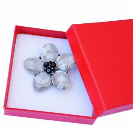 Brosa dama eleganta in forma de floare, Elegant Flower, gri