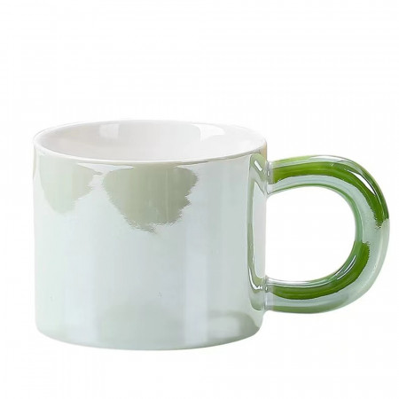 Cana ceramica Pufo Glossy pentru ceai, cafea, 250 ml, verde