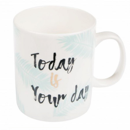 Cana uriasa ceramica Today is Your day pentru cafea sau ceai, 560 ml, Pufo