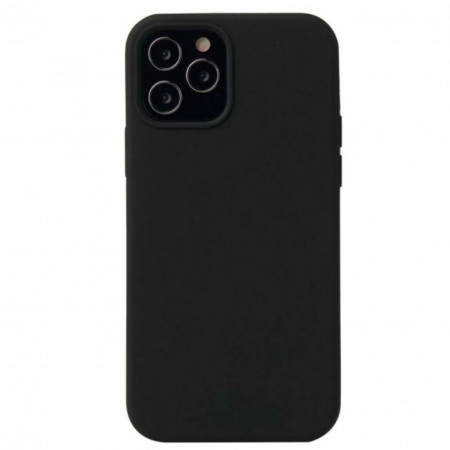 Carcasa de protectie iPhone 12, piele ecologica cu microfibra, negru