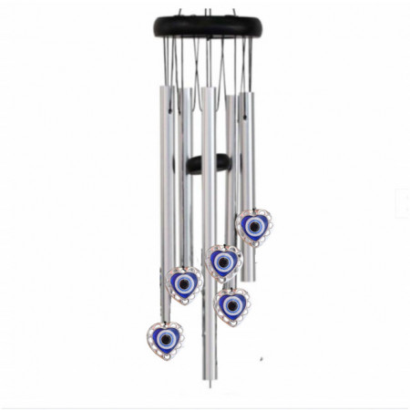 Clopotel de vant cu 5 tuburi sonore metalice pentru casa sau gradina, model Fatima's Heart