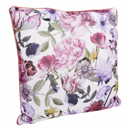Perna decorativa Pufo, model Colourful Flowers, pentru canapea, pat, fotoliu, 45 x 45 cm