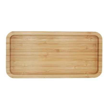Platou Pufo din lemn de bambus pentru servire alimente, aperitive, dulciuri, pizza, 24 x 14 cm