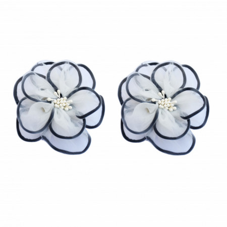 Set cordon de strangere Pufo Elegant Flower pentru draperie sau perdea cu magnet, 2 buc, alb