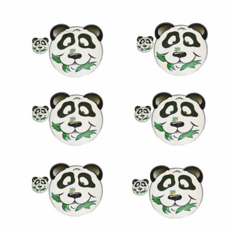 Set suport pahar si farfurie pentru servirea mesei, model pentru copii, Pufo Crazy Panda,6 bucati