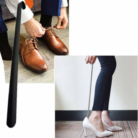 Incaltator Pufo metalic lung de 59 cm pentru pantofi, negru