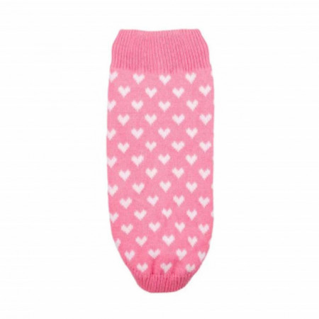 Pulover tricotat Pufo pentru caini, model Hearty pink