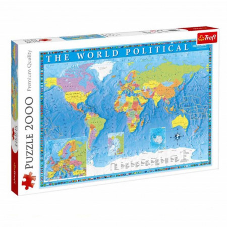 Puzzle Harta politica a lumii, pentru copii si adulti, 2000 piese, model Premium