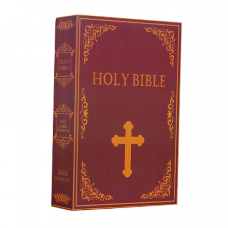 Seif secret tip carte Pufo cu cheie pentru blocare, model Holy Bible, 18 x 12 cm
