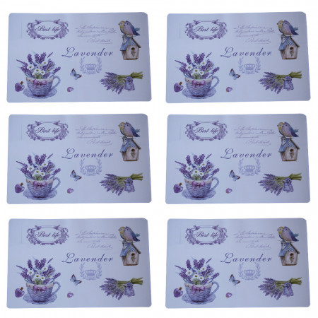 Set suport farfurie pentru servirea mesei, model Pufo Best Lavender, 6 bucati