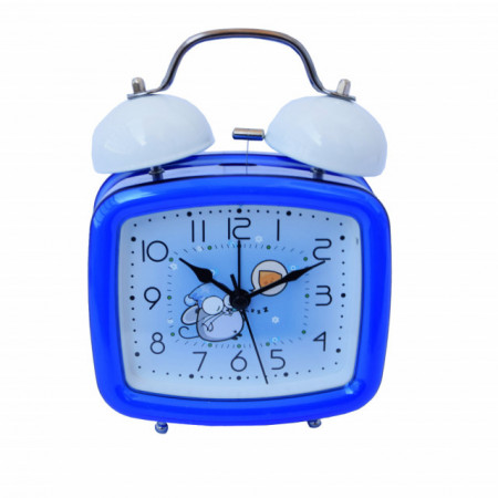 Ceas de masa desteptator pentru copii Pufo Joy, cu buton de iluminare cadran, 16 x 12 cm, model Mouse