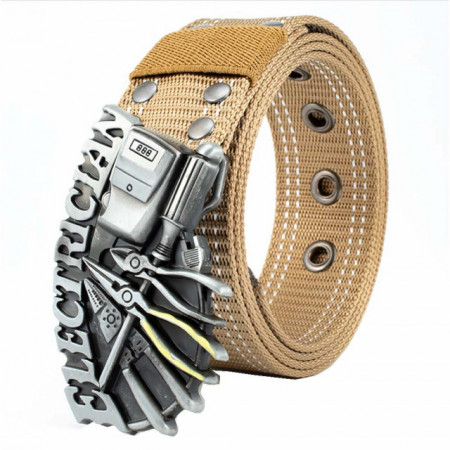 Curea centura Pufo ELECTRICIAN pentru barbati 4 x 123 cm, kaki