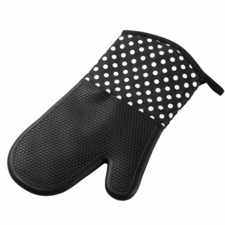 Manusa de bucatarie Pufo Kitchen din silicon pentru gratar sau cuptor, captusita, 32 cm, negru