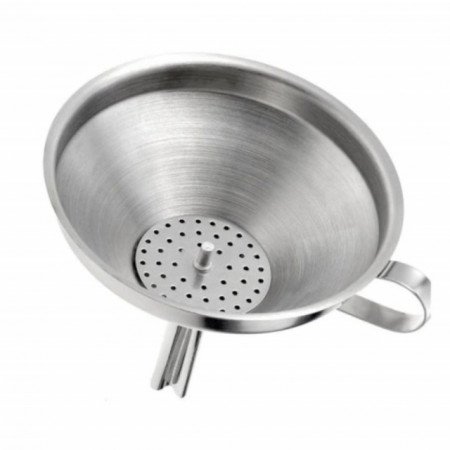 Palnie cu maner din inox si sita detasabila, 13 x 12 cm, argintiu