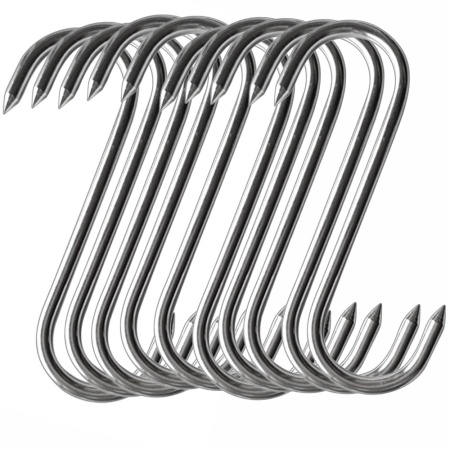 Set 10 carlige rezistente pentru macelarie, otel gros, 16 cm