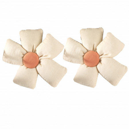 Set cordon de strangere Pufo Little Flower pentru draperie sau perdea cu magnet, 2 buc, alb