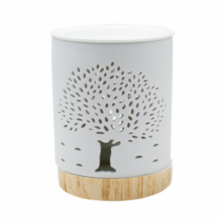 Suport din ceramica pentru lumanare si aromaterapie Pufo, model Copacul Vietii, 15 cm