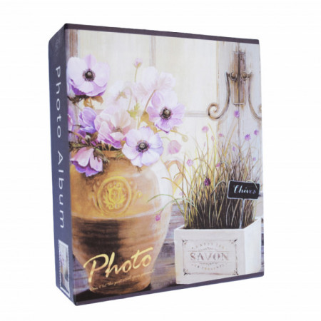 Album foto in cutie, Pufo Purple Flowers, 40 poze, 17 x 14 cm
