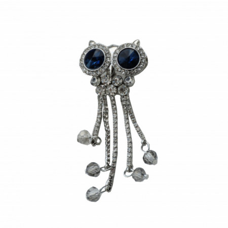 Brosa dama eleganta in forma de bufnita cu pietricele, Blue owly