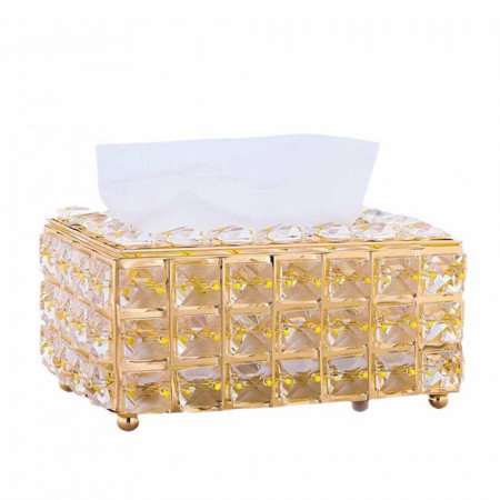 Cutie decorativa metalica pentru servetele Pufo Ellegant, 20 x 12 cm, auriu