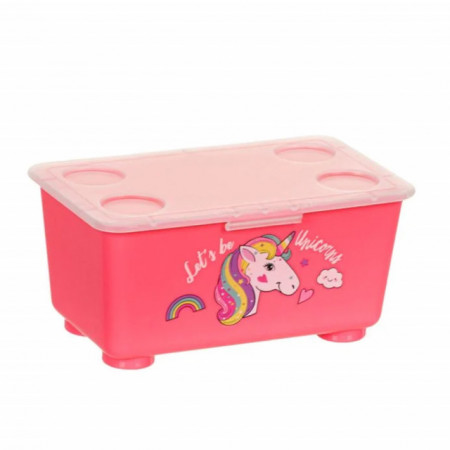 Cutie pentru sandwich cu capac, model Pufo Pink Unicorn, 17 cm