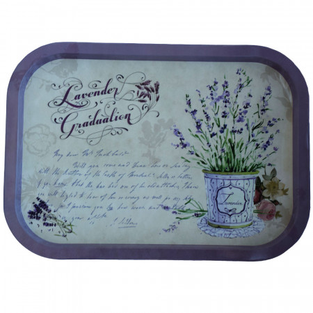 Farfurie metalica Pufo Lavender pentru servire desert, prajituri, aperitive, 40 x 29 cm