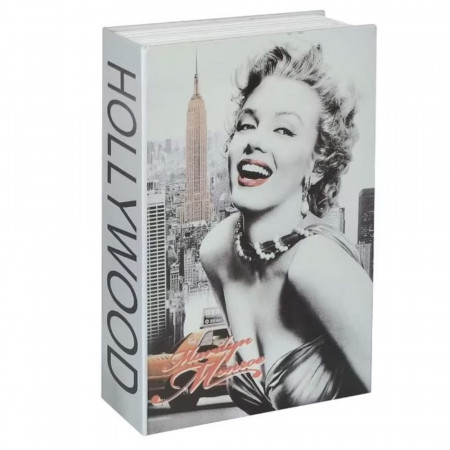 Seif secret tip carte Pufo cu cheie pentru blocare, model Marilyn Monroe, 18 x 12 cm
