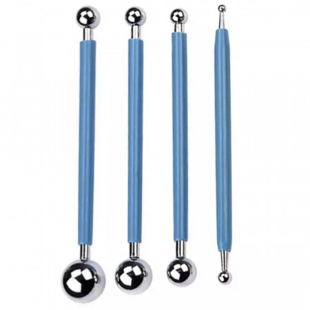 Set 4 ustensile Pufo cu 2 capete pentru modelare martipan la tort si prajituri