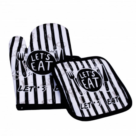 Set manusa de bucatarie Pufo Eat pentru gratar sau cuptor si suport pentru vase fierbinti